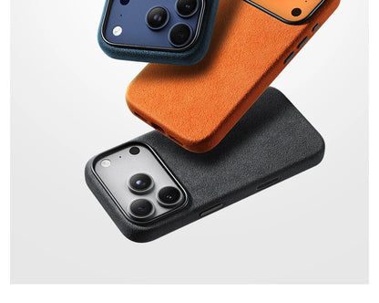 Genuine Italy imported Alcantara Magnetic Orange Case for iPhone 17 /17Air /17 Pro /17Pro Max with AI Camera Button and Magsafe