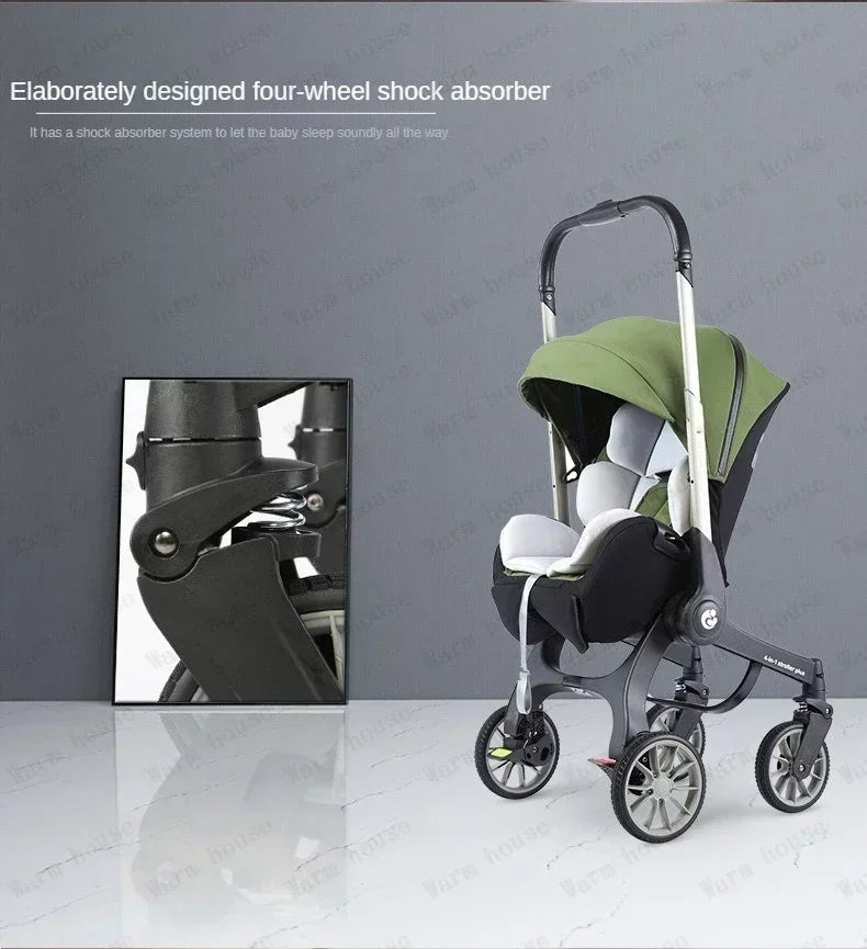 EU in Stock 4In1 Baby Stroller, Multifunctional Stroller Foldable with Car Seat Baby Car Carriage Portable Baby Stroller 3in1
