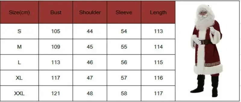 Deluxe Santa Costume Cosplay Fancy Dress Man Suit Adult