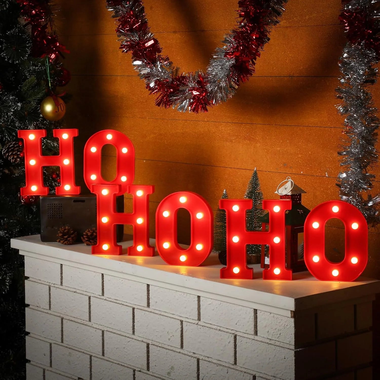 Ho Ho Ho LED Letter Christmas in July Lights Sign Table Decor Light up Letters for Home Christmas Party Bedroom Tabletop Decor