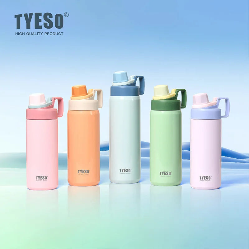 Tyeso Stainless Steel Sports Water Bottle Insulated Leak-Proof Portable Fitness Flask for Outdoor Workouts Travel Vacuum Flasks