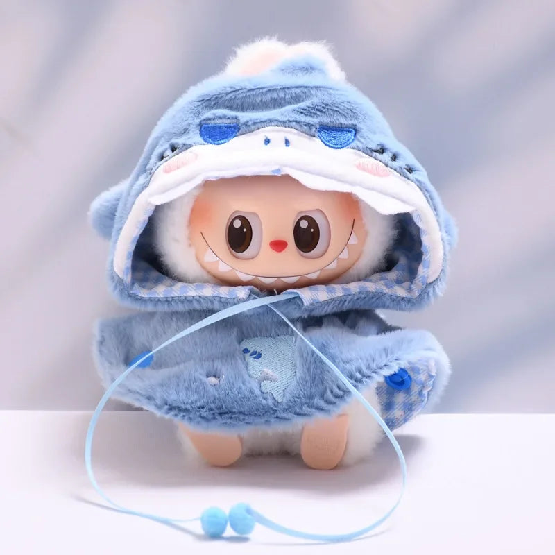 Only Clothes  for Labubu Doll Clothes Puppy Shark Cape Cape Fashionable and Cute Set Change Clothes
