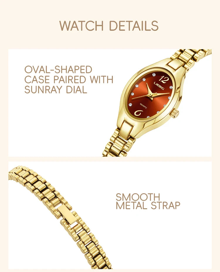 LIEBIG Stainless Steel Strap Quartz Watch Top Brand Luxury Elegant Wristwatches Fashion Automatic Watches For Women Reloj Mujer