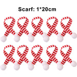 Mini Santa Knitted Hat & Scarf Small Christmas Costume for Cat Rabbit Doll Lollipop Bottle Cap DIY Xmas Party Dinner Decoration
