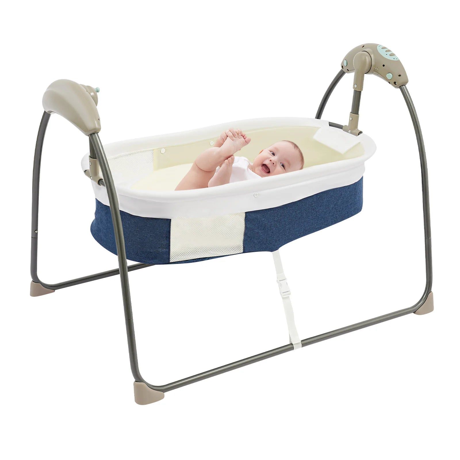 Portable Electric Baby Bed Cradle 0–12 Months – Blue