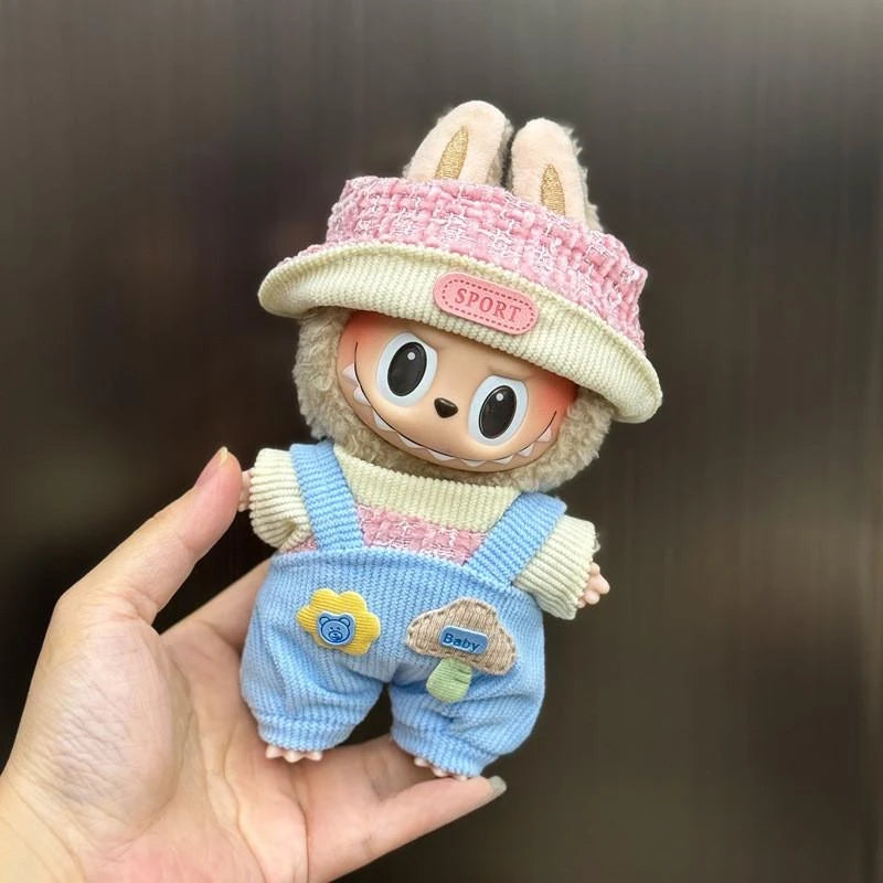 Mini Plush Doll'S Clothes Outfit Accessories For Korea Kpop Exo 15-17cm Labubu Idol Overalls set Clothing Gift