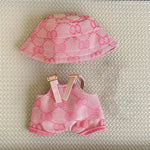 17cm For Labubu Doll Clothing Skirt Bowhair Accessory Set Retro Bib Pants Clothes Luxury Messenger Bag Shoes Set Sitting Party