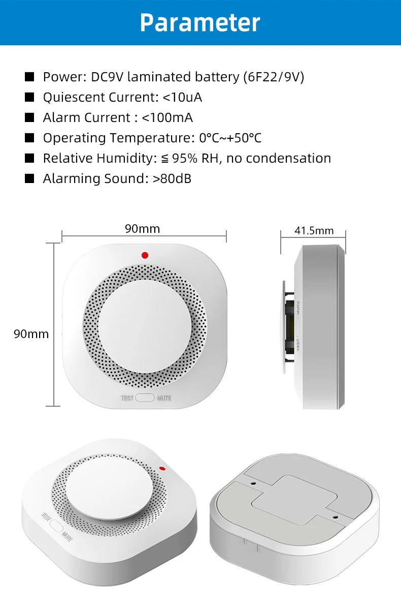 Independent Smoke Detector Sensor For Home Warehouse Security Smart Smoke Fire Alarm Replaceable Alarmas De Seguridad Para Casa