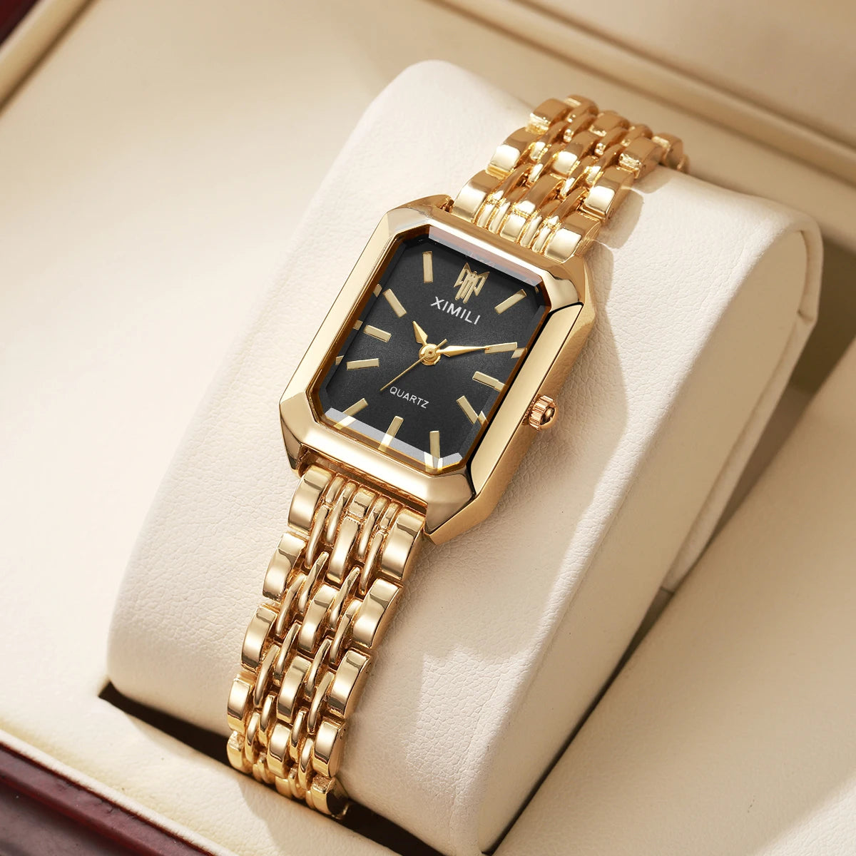 1/2/4PCS Fashion Rectangle Women Quartz Watches Stainless Steel Band Wristwatches for Girls Clock Reloj Mujer（Without Box）