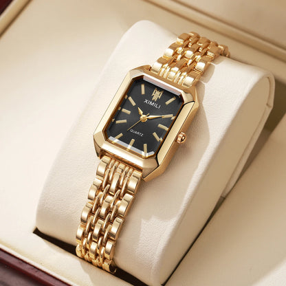1/2/4PCS Fashion Rectangle Women Quartz Watches Stainless Steel Band Wristwatches for Girls Clock Reloj Mujer（Without Box）