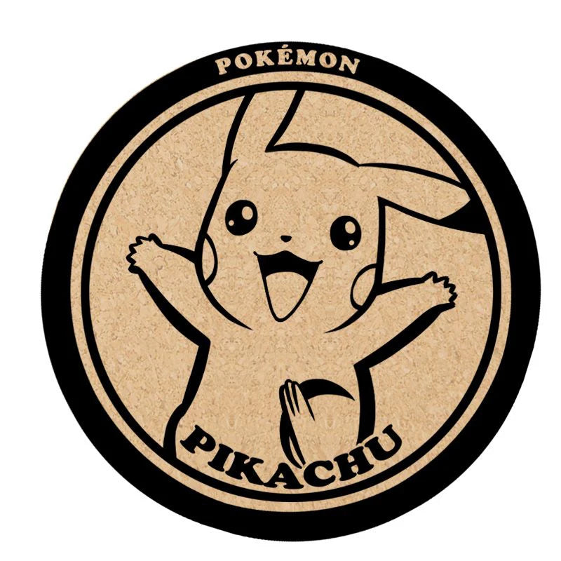 Pokemon Animation Game Peripheral Toys Cork Coaster Anti-slip Mats Q-Version Action Model Figures Colletion