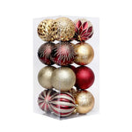 16 Pcs 8cm Painted Christmas Balls Set Cartoon Red Black Gold Electroplated Christmas Hanging Balls DIY Plastic