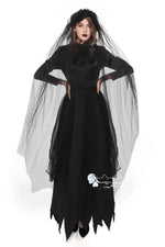 Frightening Vampire Black Bridal Gown Cosplay Costume Unique Special Purpose Clothing From China Mainland For Halloween Party