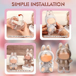 Transparent Protective Case For 17cm Labubu Dustproof Monster Toy Storage cover Cute Elf Plushie Display Cover for Holiday Gifts