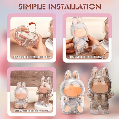 Transparent Protective Case For 17cm Labubu Dustproof Monster Toy Storage cover Cute Elf Plushie Display Cover for Holiday Gifts