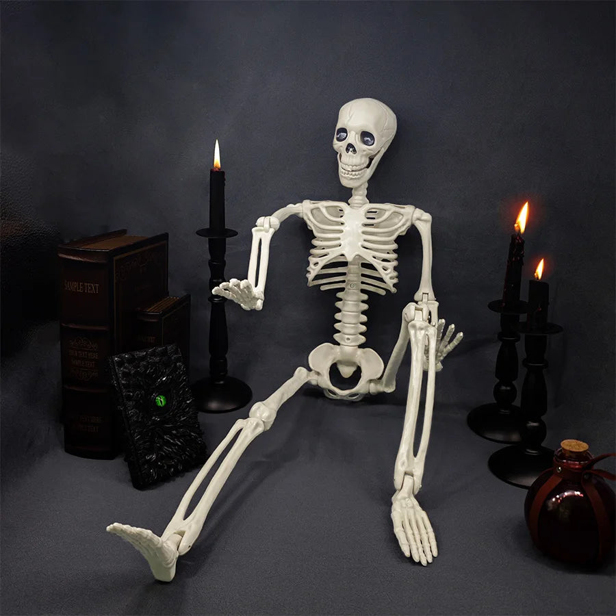 Full Life Size Home Evil Party Decoration Horror Scary Movable Big Skull 90CM Halloween Movable Skeleton Halloween Ornament Toys