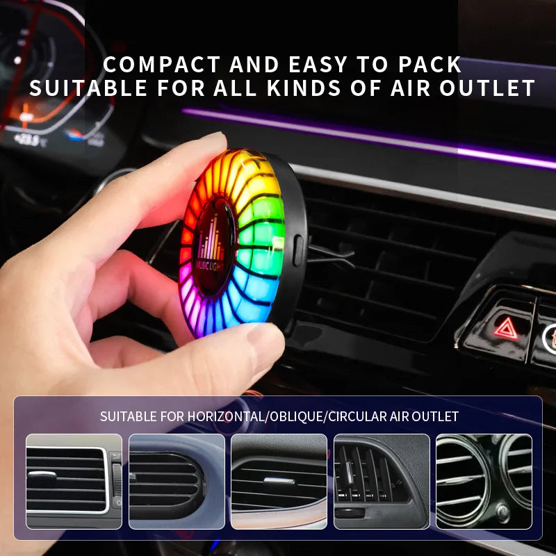 2 in 1 Smart RGB Pickup Lights LED 3D Ambient Lamp Sound Control Music Rhythm Lights Air Freshener for Car Gaming TV Creative