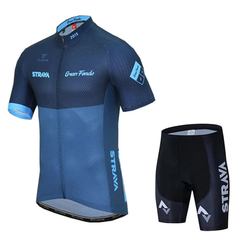 2025 STRAVA Cycling Jersey Set – Men’s Short Sleeve Pro Team Bike Clothing, Summer Road & MTB Bicycle Wear Maillot Ciclismo
