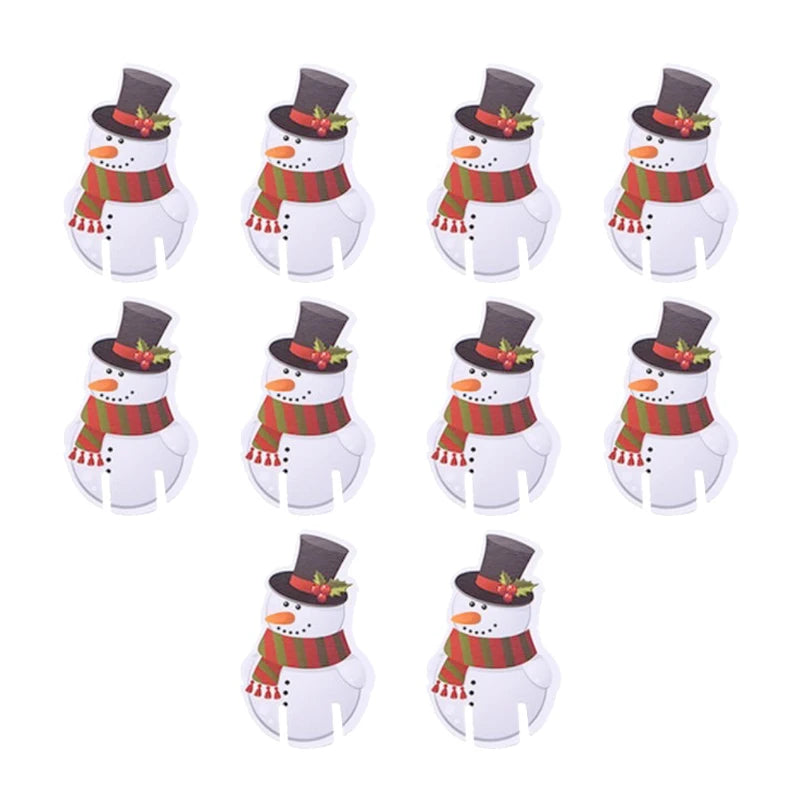 10pcs Santa Claus Snowman Tree Wine Glass 2024 Merry Christmas Decorations For Home Table Place Cards Xmas Gift New Year Party