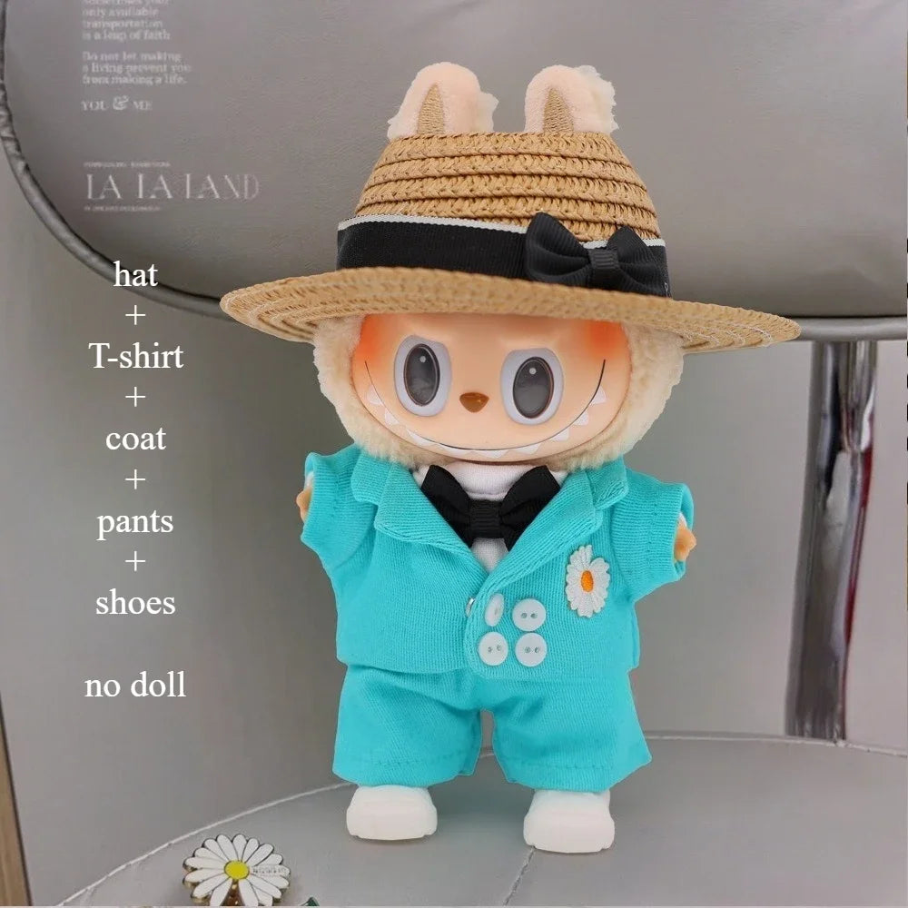 Gd With G-Dragon Labubu Baby Clothes 17cm Suit Pendant Plush Doll Clothes Cute Doll Clothes Vinyl Keychains Clothes