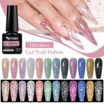 12pcs Glitter Gel Nail Polish Set Sparkling Glitter Semi Permanent Soak Off UV Gel Varnish Nail Manicure With Box Nail Supplies