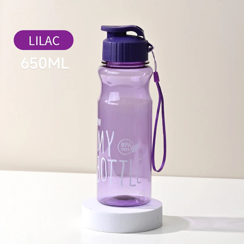 Transparent Water Bottle Portable Sport Cup for Drinking Kitchen Tools 650ML Water Bottle For School Gym Travel Girl Boy