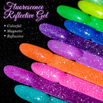 MEET ACROSS 7ml Pink Fluorescent Reflective Gel Nail Polish Glitter Neon Semi Permanent UV LED Gel Nail Art Varnish Manicure