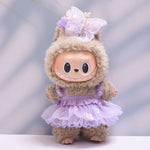 Doll Clothes For LABUBU Frog Set Jumpsuit Kawaii Fisherman Hat 2PCS/Pack Plush Cotton Doll Dress Up Game Decoration