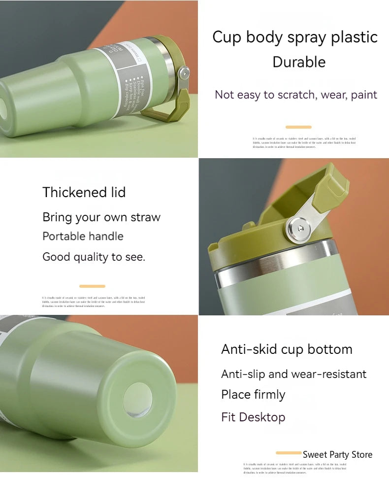 20oz/30oz Stainless Steel Thermos Mug With Straw Keeps Cold and Heat Thermal Mug Tumbler Outdoor Sports Thermal Water Bottle