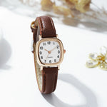 Women's Watch Fashion Small Arabic Quartz Watches Leather Band Wristwatches
