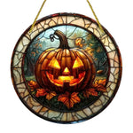 2D Halloween pumpkin circular acrylic sign, suitable for windows, porches, classrooms, courtyards, Halloween decorations, gifts