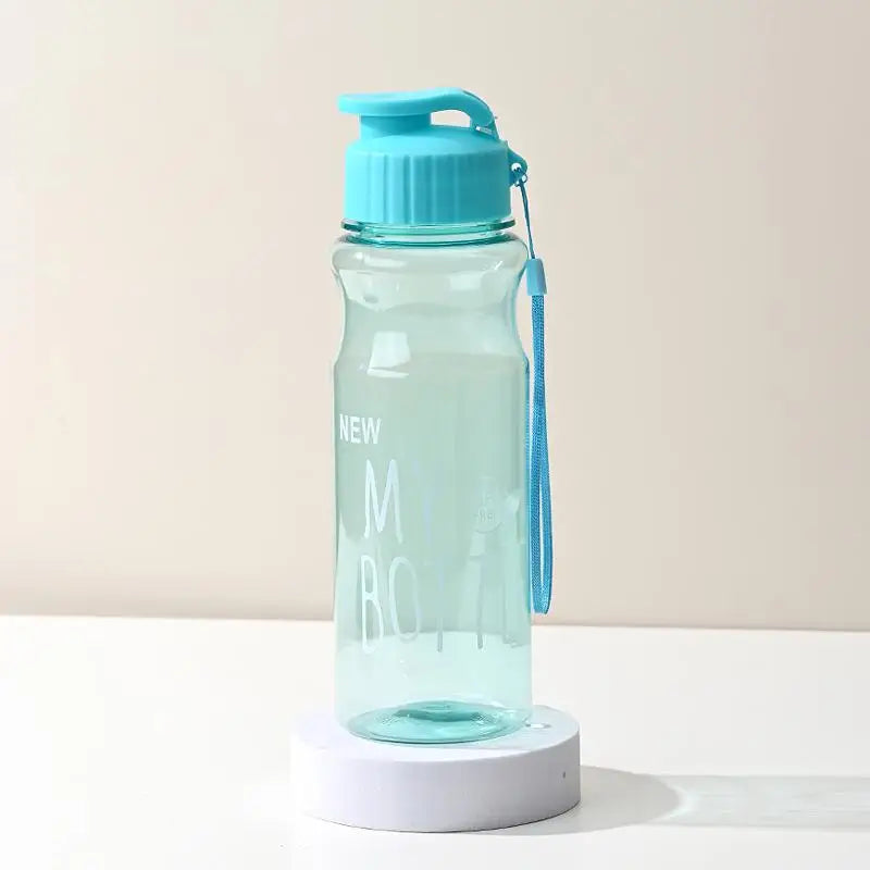 550ml Plastic Water Bottle Portable Sports Cup With Anti Drop Rope Outdoor Water Container Color Transparent Pet Flip Cover