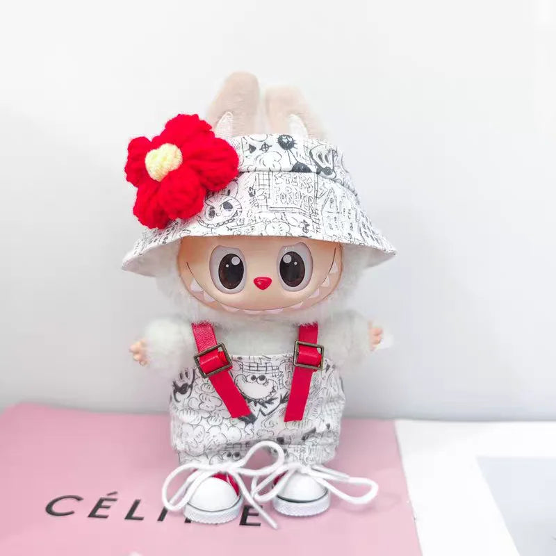 For 3rd Gen 17cm Labubu Trend Clothes Pendant Sitting Party Graffiti Strap Pants Hat Labubu Retro Clothes