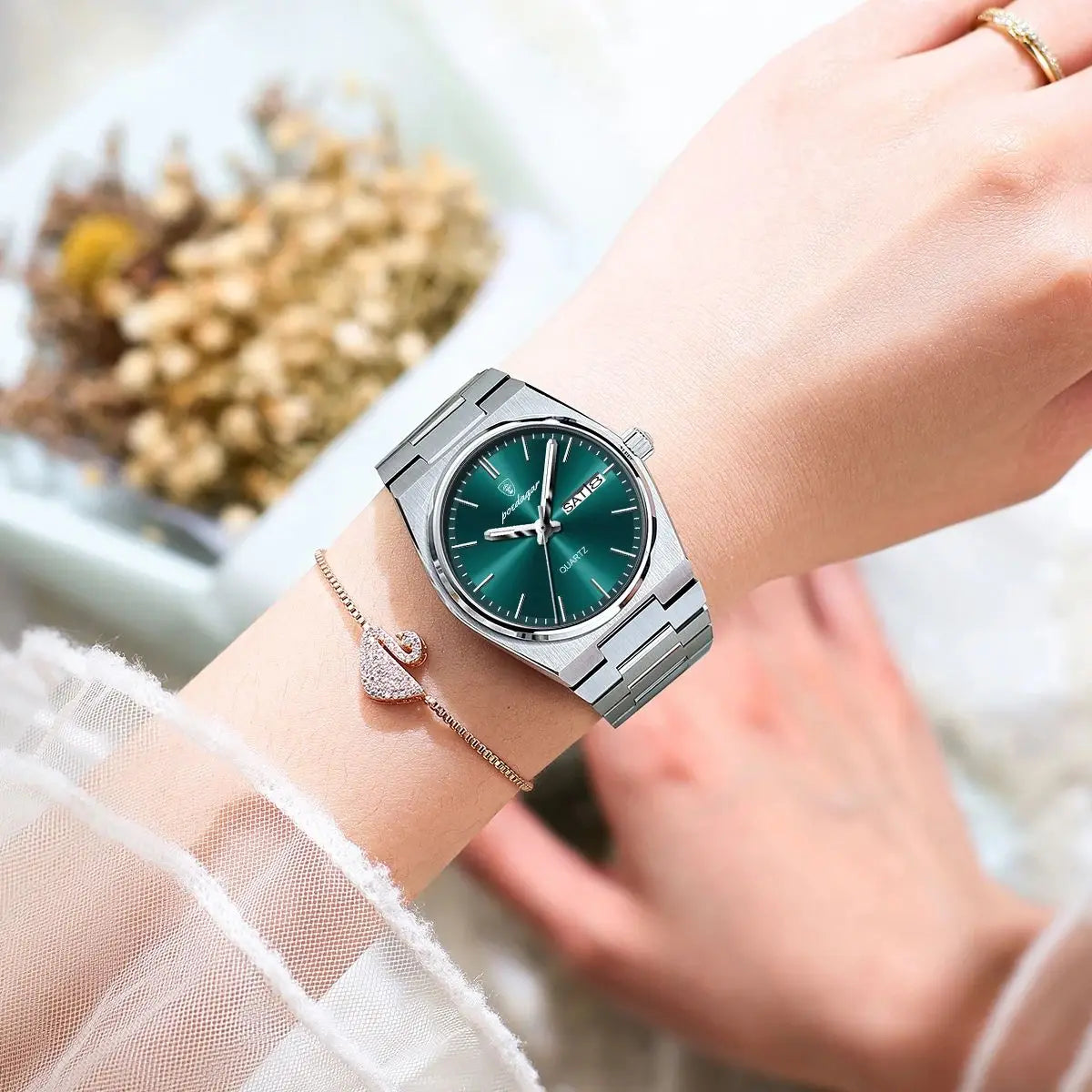 POEDAGAR Luxury Woman Watch Waterproof Luminous Fashion Quartz Ladies Wristwatch Date Week Stainless Steel Women's Watches Reloj