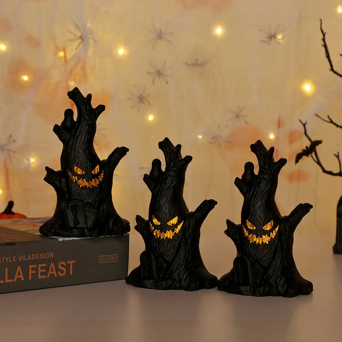 Halloween Decoration Ghost Tree Led Night Glow Ghost Lantern Ghost Face Tree Stump Lantern Festival Atmosphere Horror Decoration