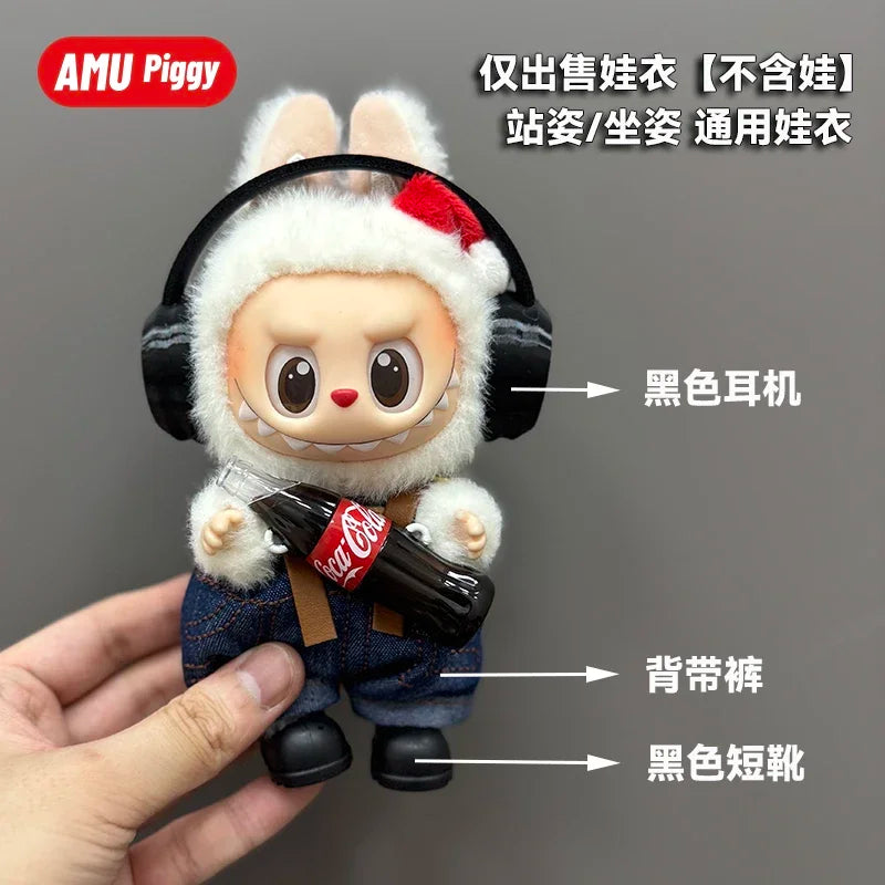 Clothes for Clothes Doll DIY Accessories Pull Cloth Cola Happiness Factor Labubu Clothes Set Doll Outfit Have Shoes