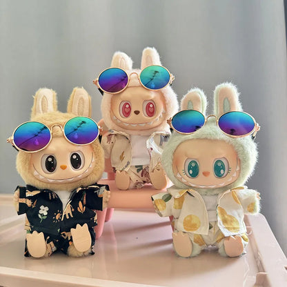 1 Set Hawaii Original Luxury Clothes for Labubu V1 V2 Cute Shark Duck Shoes Shirt Pants Glasses Beach Clothes Suit for Labubu