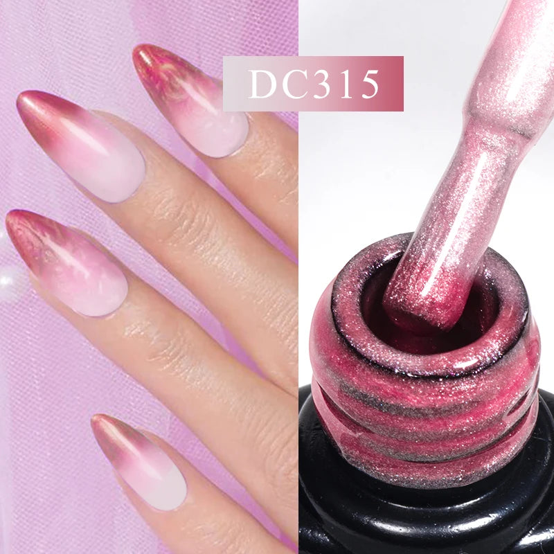 Mtssii 7ml Changing AurorasThermal Rubber Base Gel Nail Polish Nude Purple Glitter Sparking Long Lasting Manicure Art Varnish