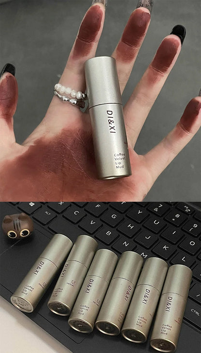 DIXI Mini Silver Tube Matte Lip Glaze — Velvet Finish, Skin-Enhancing, Versatile Low-Saturation Latte Shade
