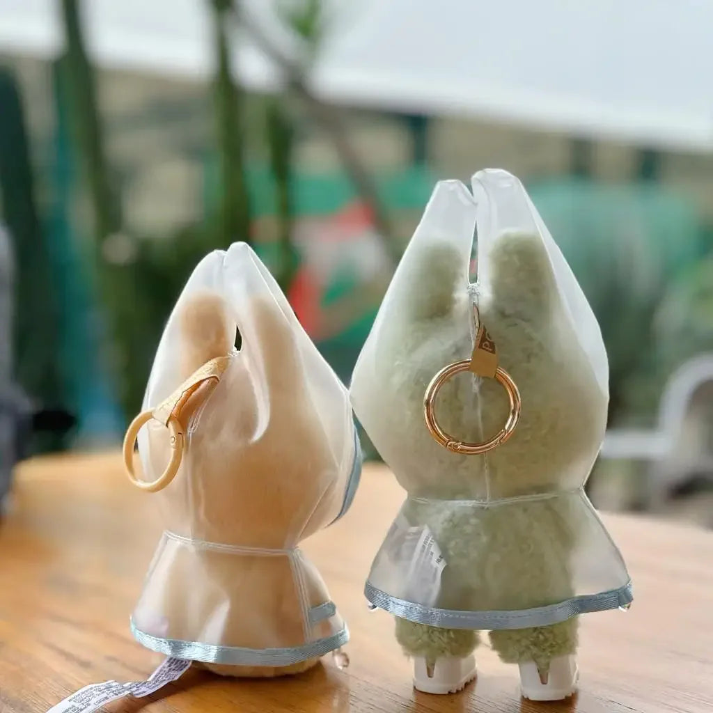 For 17 cm labubu v1/v2/v3 clothes summer doll clothes rabbit ear raincoat for Labubu Outfit DIY Labubu Clothing Gift