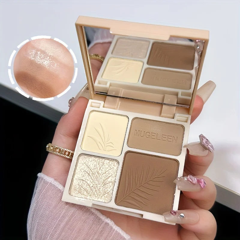 1pc Luxurious Matte Highlighter Bronzer Palette Smudge-Proof Contouring Coverage for Flawless Face Shading & Grooming