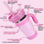 420ML Kids Thermos Bottle Leak Proof Tumbler With Handle Stainless Steel Travel Straw Mug For Toddler Boys Girls Christmas Gifts