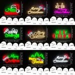 Merry Christmas Neon Sign for Wall Decor,Christmas Neon Sign with Xmas Tree and Santa Hat for  Living Room Home Party Decor