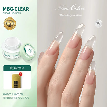 Nailpop HEMA-FREE Builder Gel 30g for Nail Extension Milky Smooth Clear/Pink Long Lasting Quick Building Soak Off UV Nail Gel