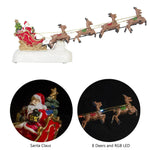 Christmas Santa Claus Sleigh and Reindeer Figurine with LED Lights Holiday Ornament Xmas Home Tabletop Decoration Gift