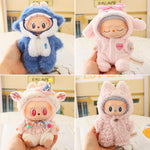 1pc 17cm Labubu Clothes Cute Mini Plush Doll'S Outfit Accessories Blue Shark Jumpsuit Snowman Suit For V1v2 Dolls Girl Kids Gift
