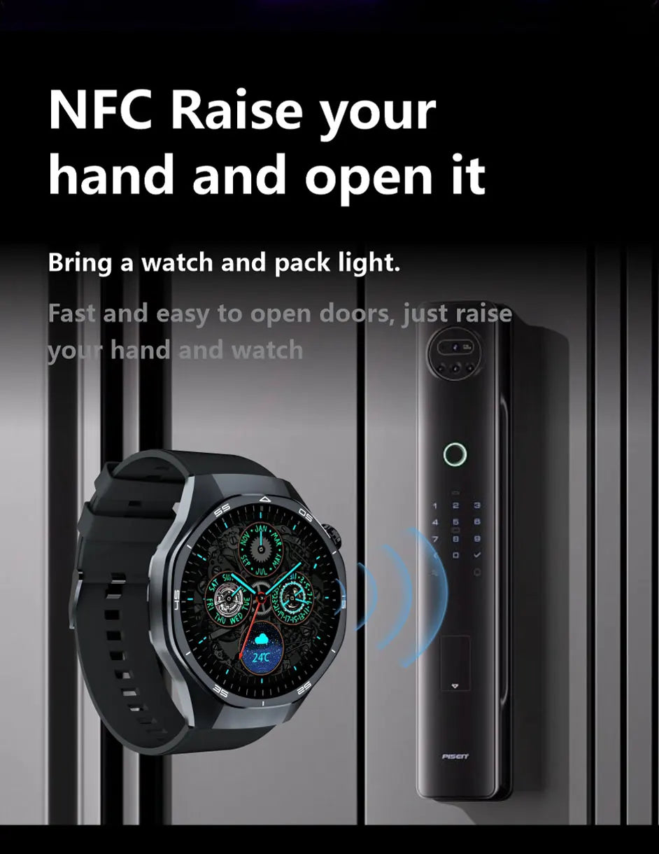 HT32 Smart Watch AMOLED Men Watch 5 Pro NFC Compass 1GB ROM Local Music Album E-Book Heart Rate Sport Smartwatch for Android IOS