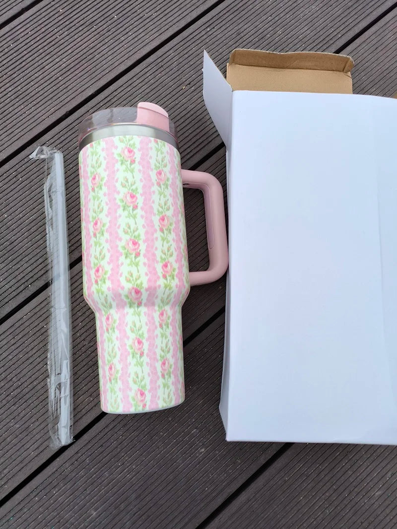 1000ML Large Capacity Water Bottle Various Styles Pink White Vacuum Cup Stainless Steel Juice Milk Tea Car Mugs Gifts