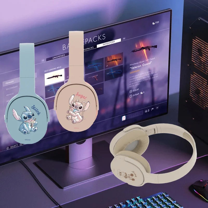 Disney Stitch P2961 Headphones Bluetooth Gaming Sport Over Ear Headset Noise Reduction Surround Sound Wireless Child Earphones