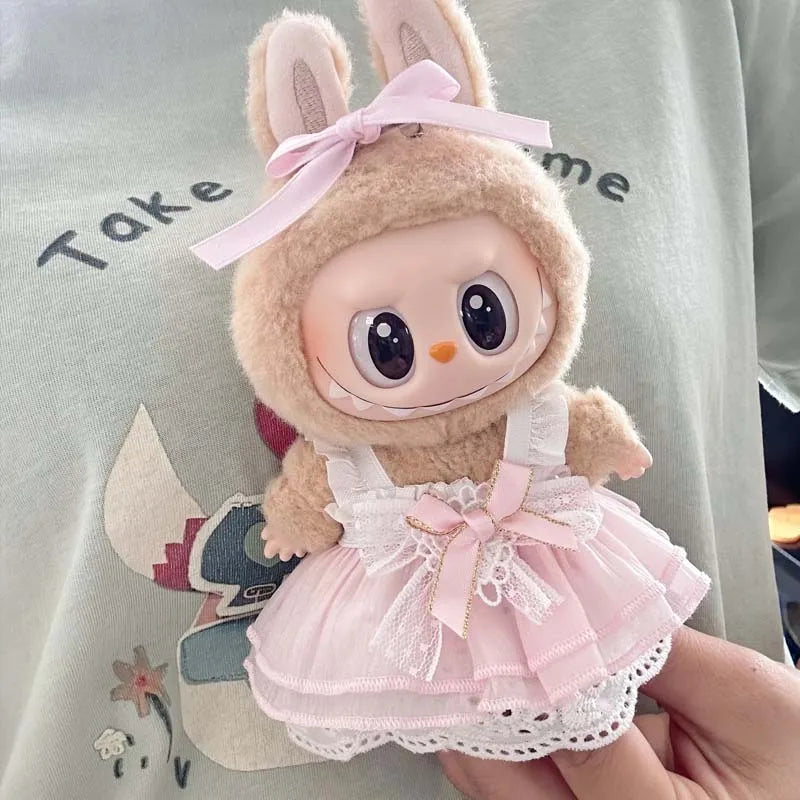 17cm Mini Plush Doll'S Clothes Outfit Accessories For Korea Kpop Exo Labubu I II Idol Dolls sit party overalls Clothing Gift
